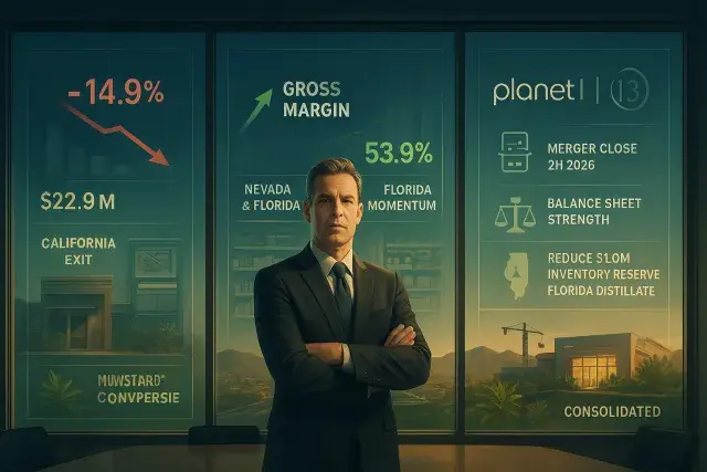 Planet 13 Posts Narrower Losses as Merger With Vireo Nears Close